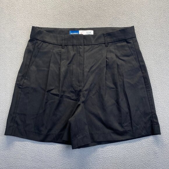 Old Navy Short Womens Size M Black Shorts,Pockets,Zip,Pleated,High Rise Taylor - Picture 1 of 11